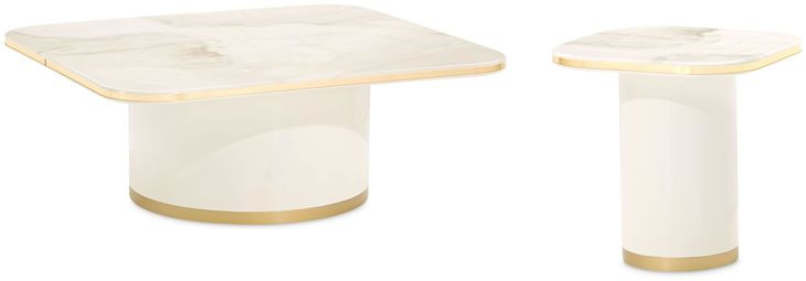 Gineverra Ivory and Gold Rectangular Occassional Table Set