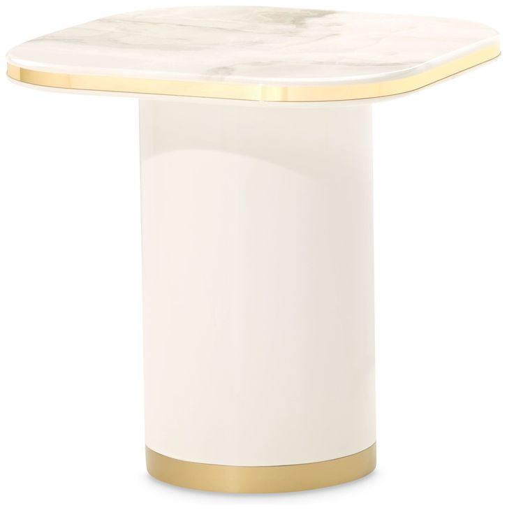 Gineverra Ivory Gold Square End Table