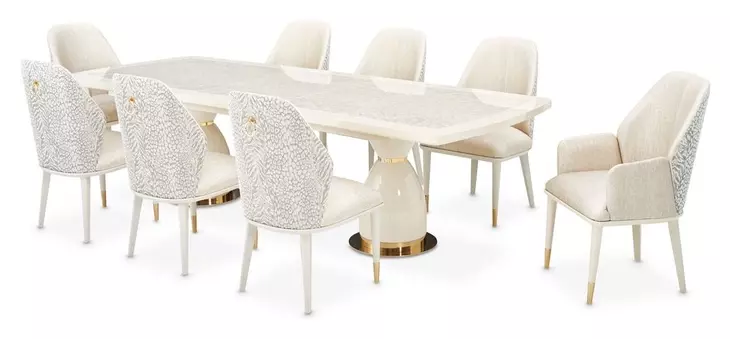 Lisbon Silken Matte Cream 113" Extendable Rectangular Dining Table