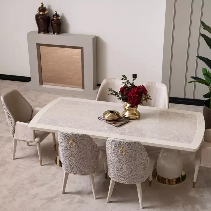 Lisbon Silken Matte Cream 113" Extendable Rectangular Dining Table