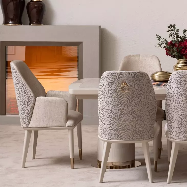 Lisbon Silken Matte Cream and Opal Dining Arm Chair