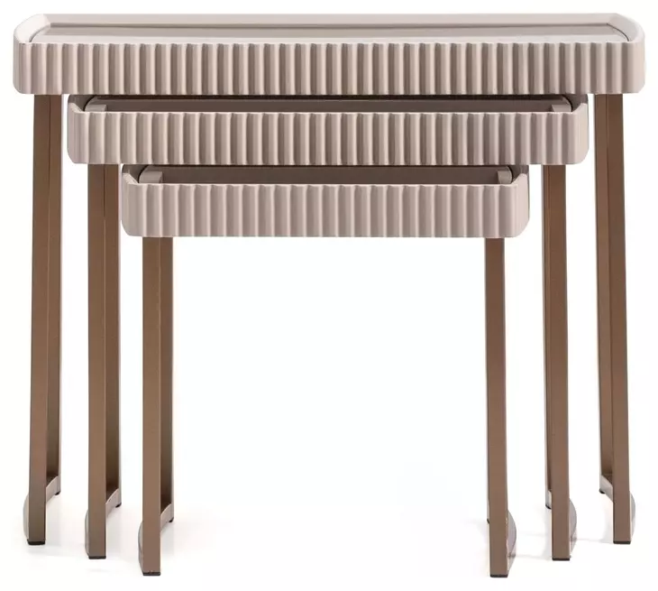 Lisbon Silken Cream and Bronze Rectangular Nesting Tables Set of 3