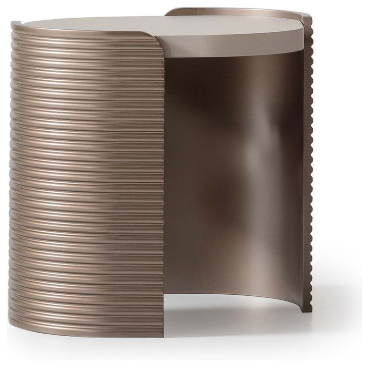 Moderne Rich Champagne Round End Table