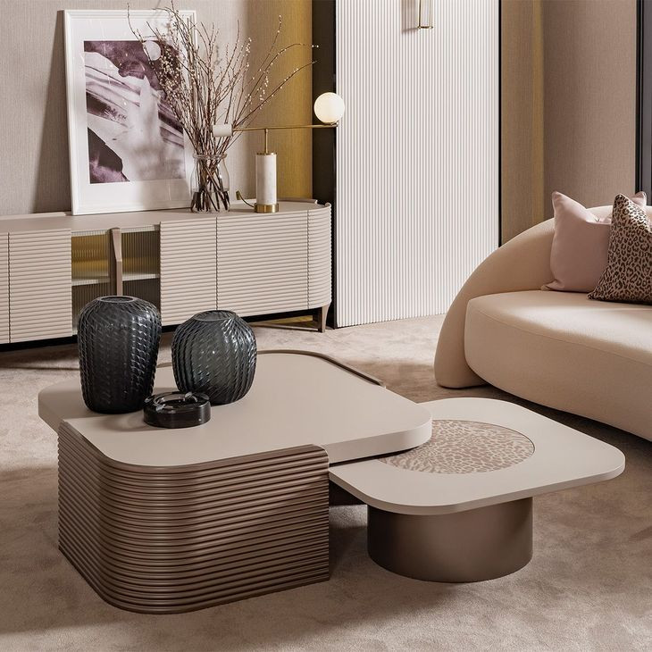 Moderne Rich Champagne Short Cocktail Table