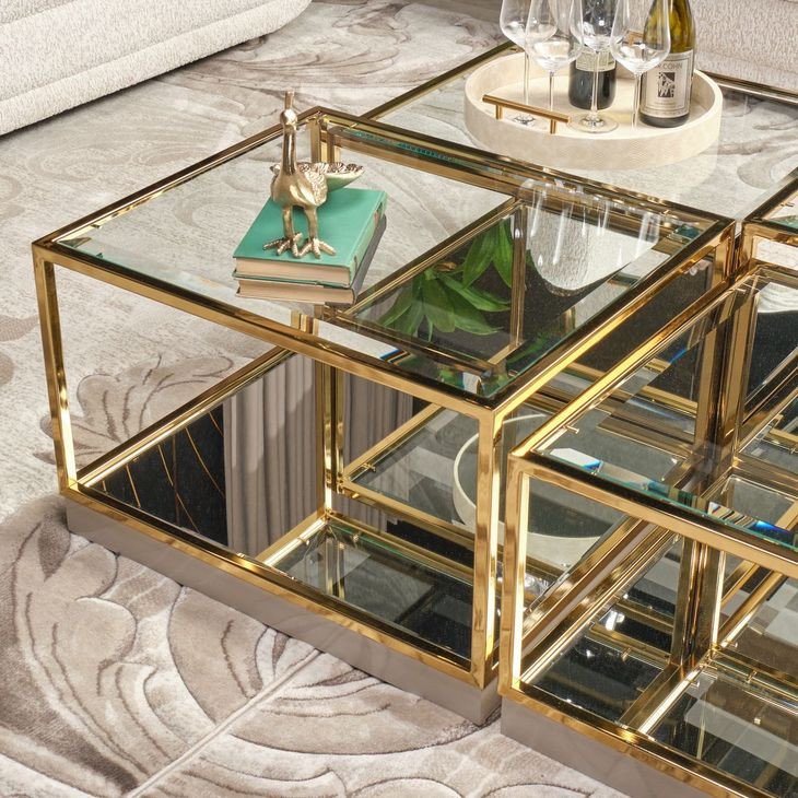 Summerlin Bright Gold Tall Cocktail Table Set of 2