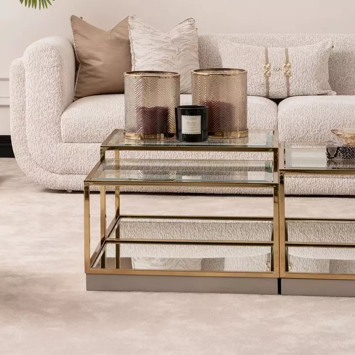 Savannah Breeze Bright Gold Short Cocktail Table Set of 2