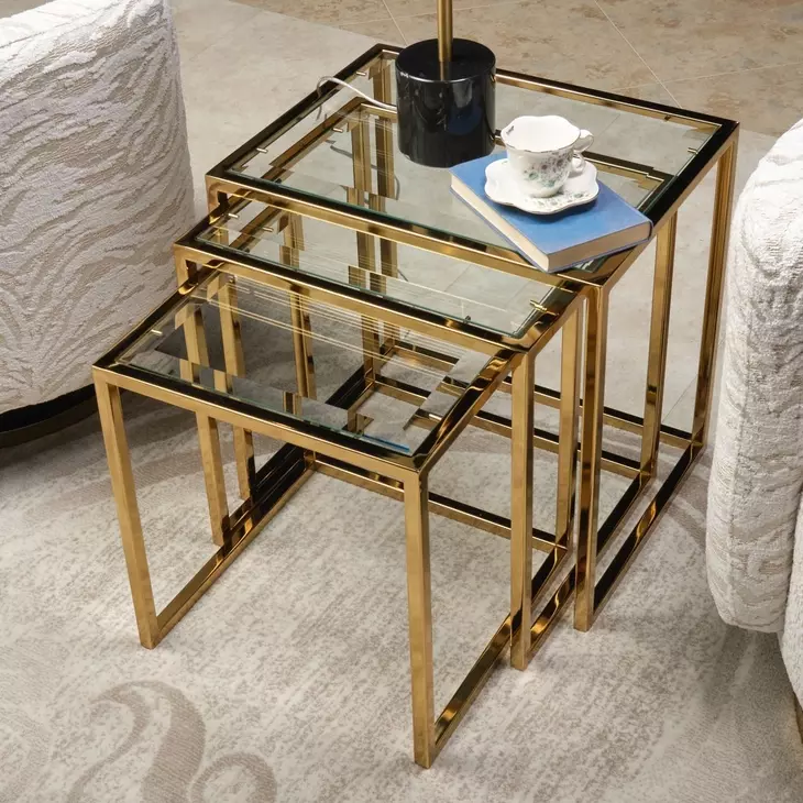 Savannah Breeze Bright Gold Nesting Tables Set of 3