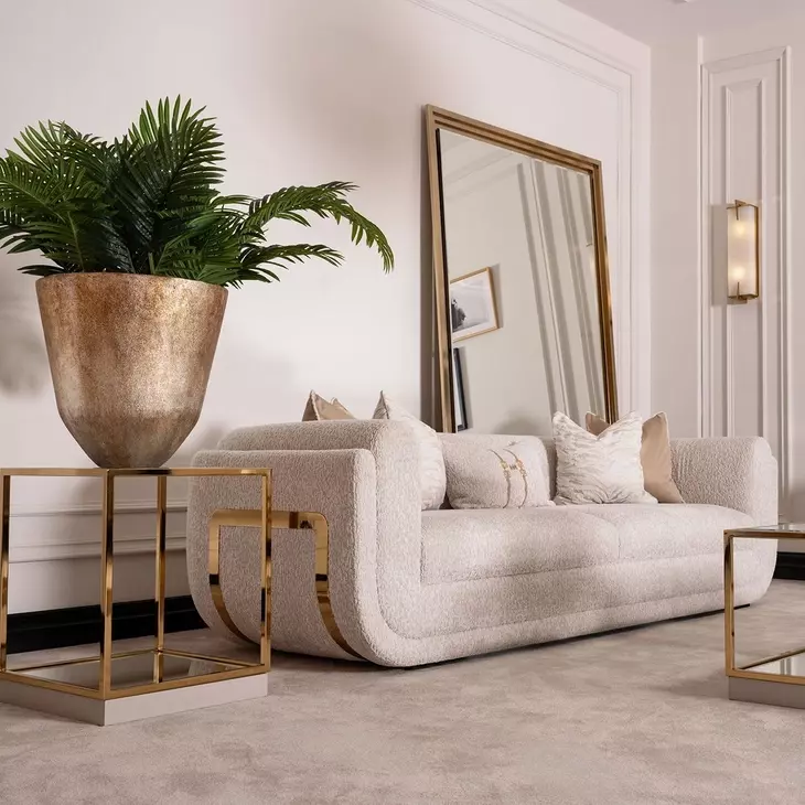 Savannah Breeze Cashmere and Bright Gold Standard 92" Sofa
