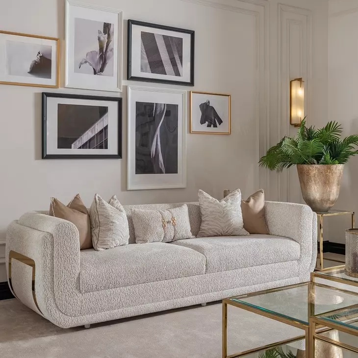Savannah Breeze Cashmere and Bright Gold Mansion 104" Sofa