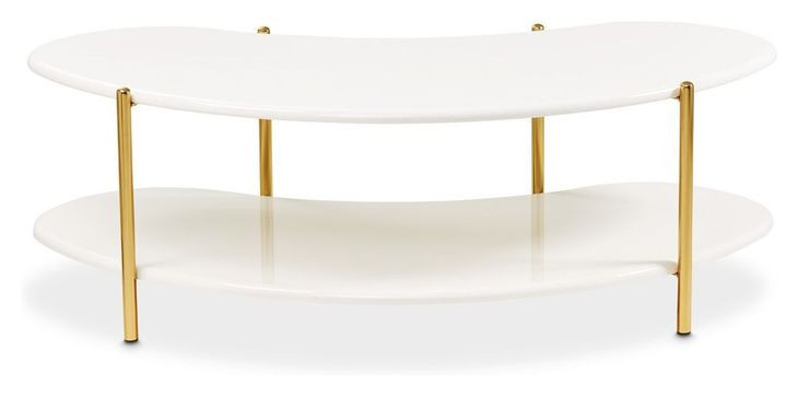 Sassani Pearl White and Gold Free Form Cocktail Table