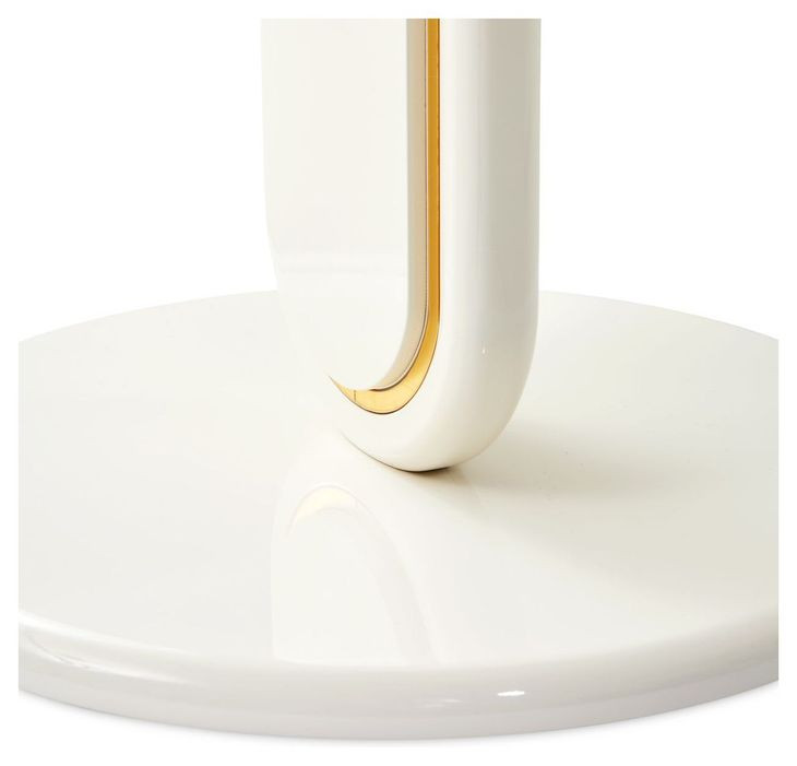 Sassani Pearl White and Gold Round End Table