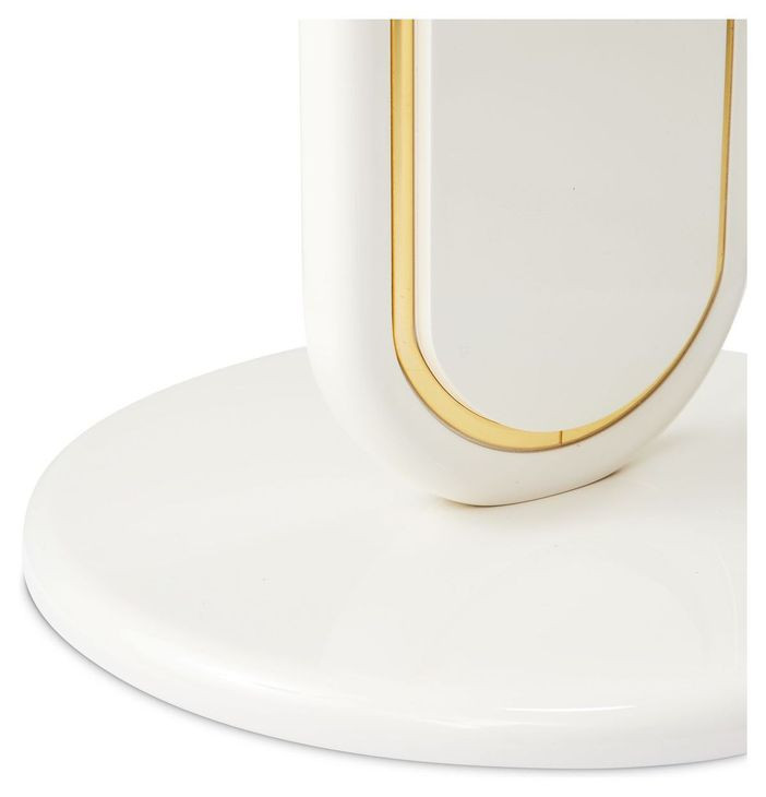 Sassani Pearl White and Gold Round Accent Table
