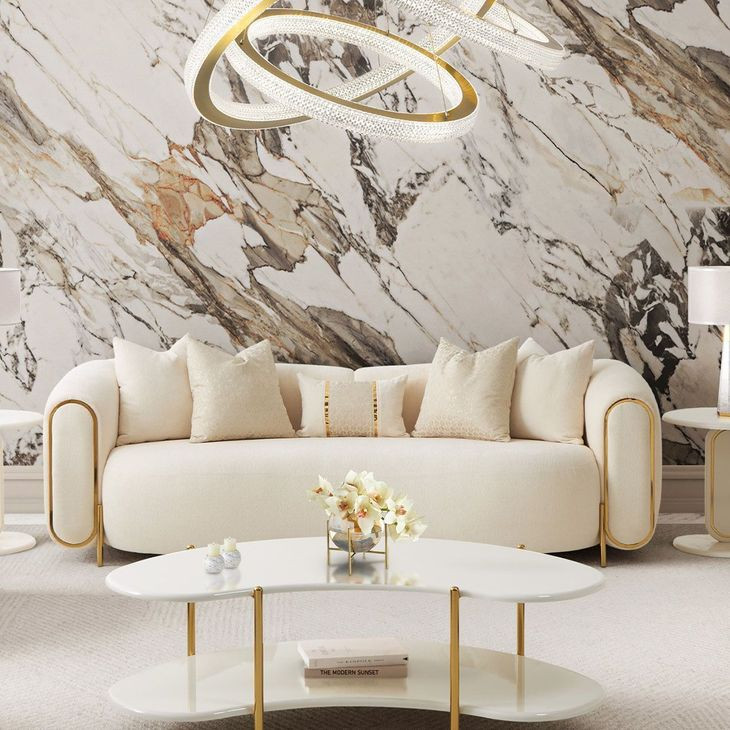 Sassani Crepe and Gold 100" Sofa