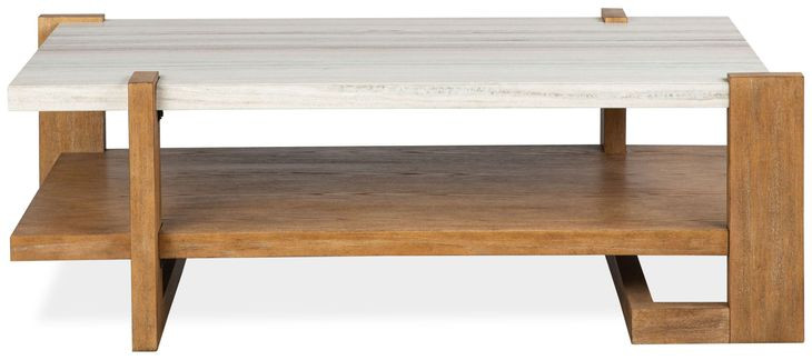 Goldmere Honey Wheat and White Rectangular Granite Top Occassional Table Set