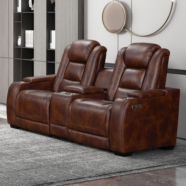 Chester Brown 74" Reclining Console Loveseat with USB Charging