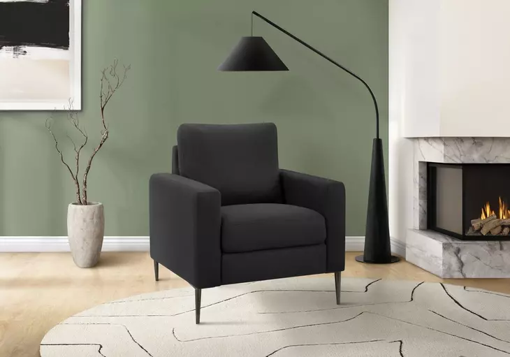 8J31L19 Black Upholstered Accent Chair