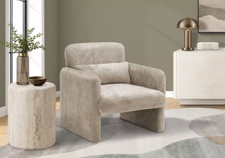 8026 Light Brown Upholstered Accent Chair with Pillow