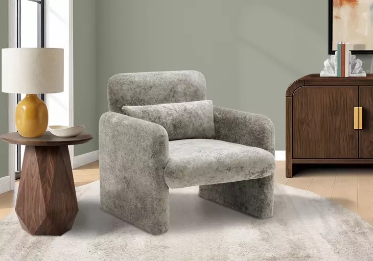 8027 Light Gray Upholstered Accent Chair with Pillow