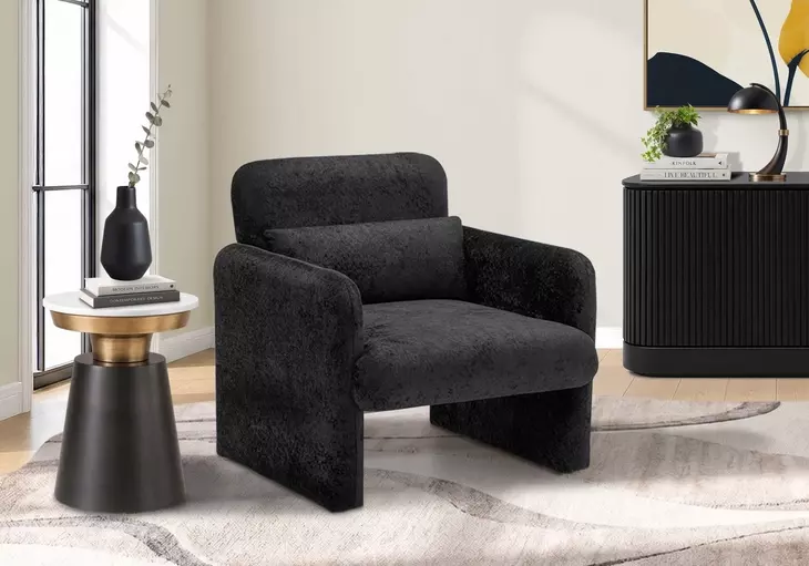 8028 Black Upholstered Accent Chair with Pillow