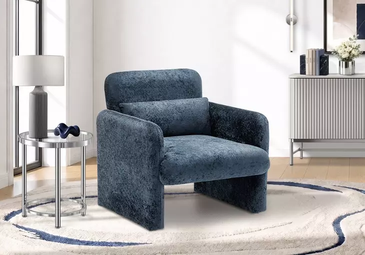 8030 Blue Upholstered Accent Chair with Pillow