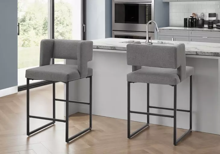 1249 Gray Upholstered Bar Stool Set of 2