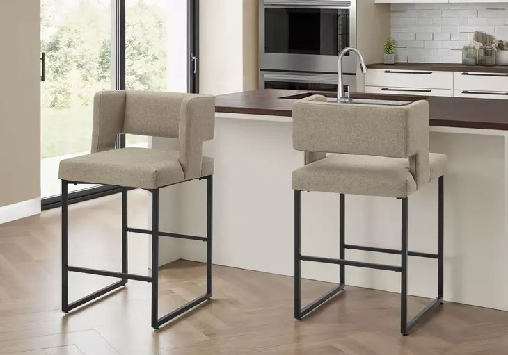 1250 Brown Upholstered Bar Stool Set of 2