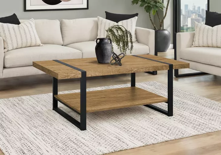 2884 Black and Brown Rectangular Coffee Table