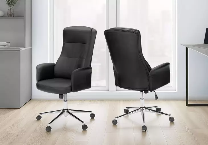 7323 Black Upholstered Swivel Executive Office Chair