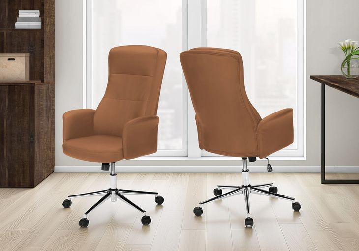 7378 Brown Upholstered Swivel Executive Office Chair