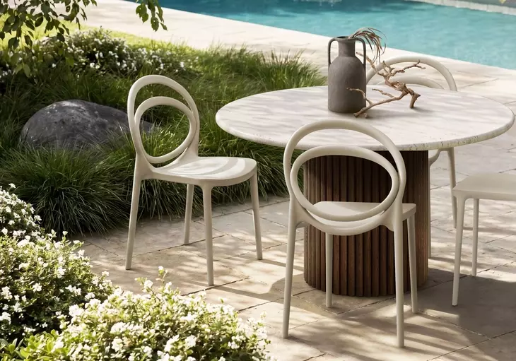 4007 Natural Taupe Outdoor Stacking Dining Chair Set of 4