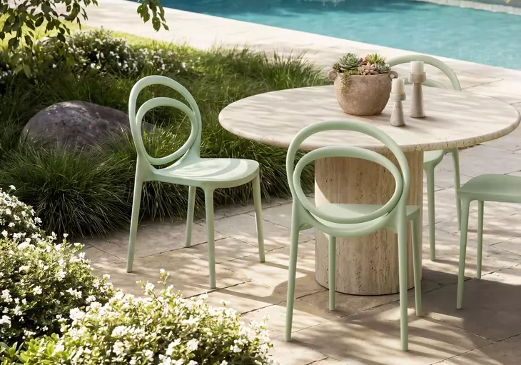4008 Sea Green Outdoor Stacking Dining Chair Set of 4