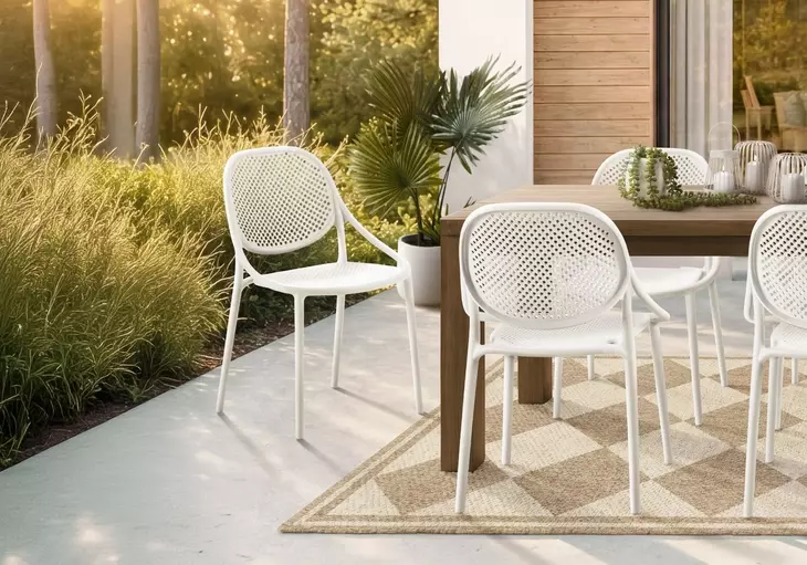 4015 White Outdoor Stacking Dining Chair Set of 4