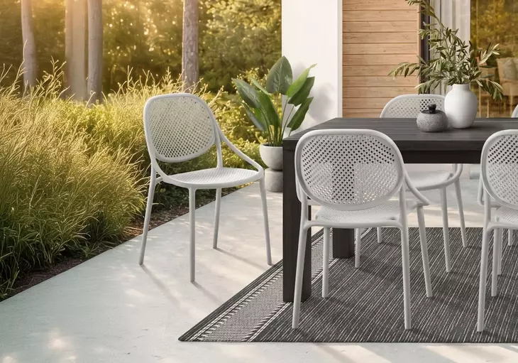 4016 Light Gray Outdoor Stacking Dining Chair Set of 4