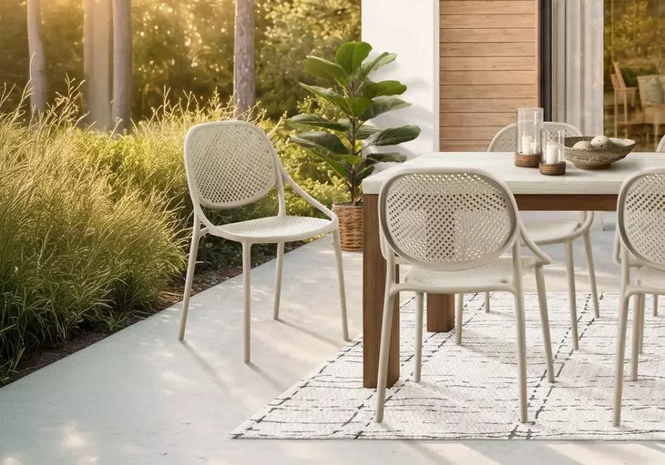 4017 Natural Taupe Outdoor Stacking Dining Chair Set of 4
