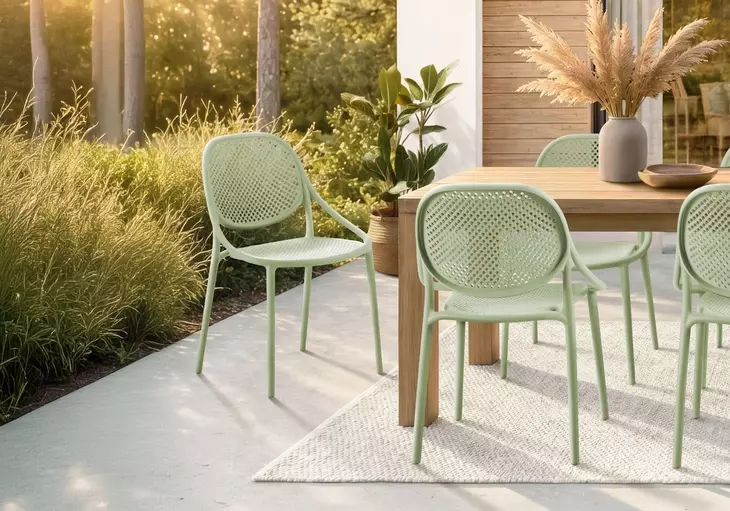 4018 Sea Green Outdoor Stacking Dining Chair Set of 4