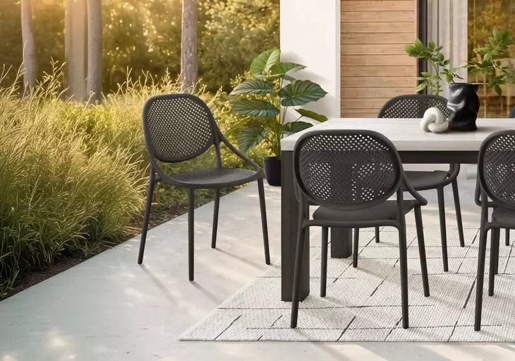 4019 Black Outdoor Stacking Dining Chair Set of 4