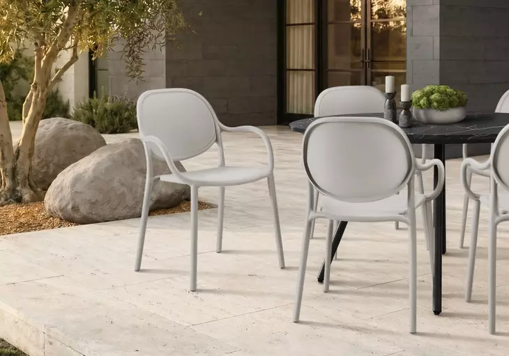 4021 Light Gray Outdoor Stacking Dining Chair Set of 4