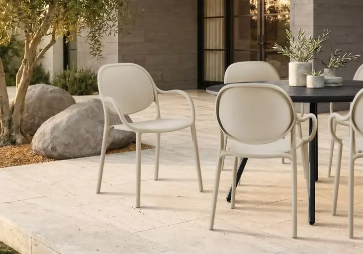 4022 Natural Taupe Outdoor Stacking Dining Chair Set of 4