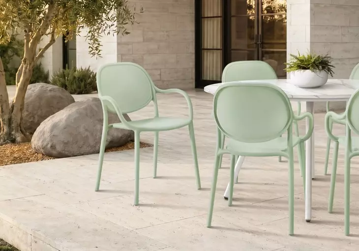 4023 Sea Green Outdoor Stacking Dining Chair Set of 4