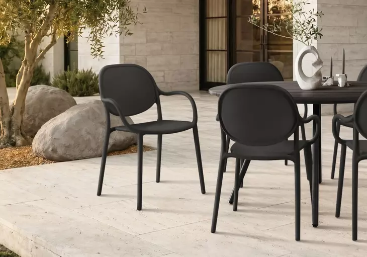 4024 Black Outdoor Stacking Dining Chair Set of 4
