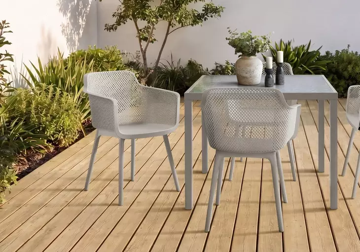 4026 Light Gray Outdoor Stacking Dining Chair Set of 4