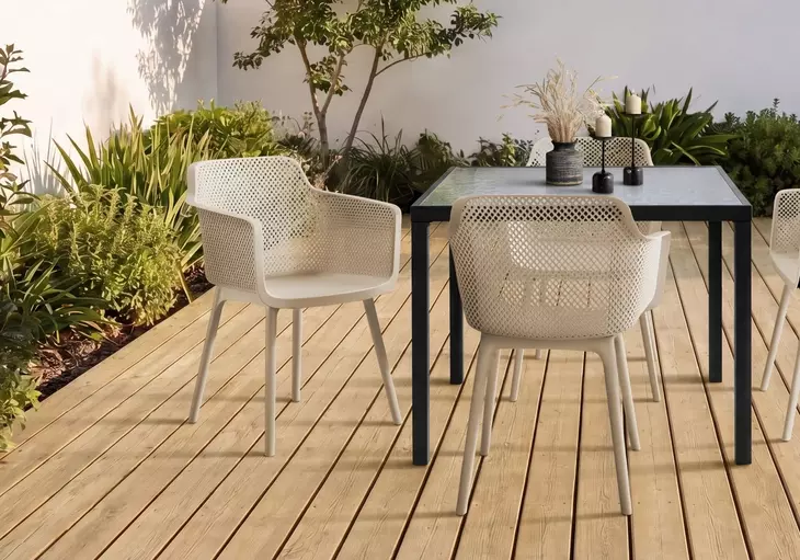 4027 Natural Taupe Outdoor Stacking Dining Chair Set of 4