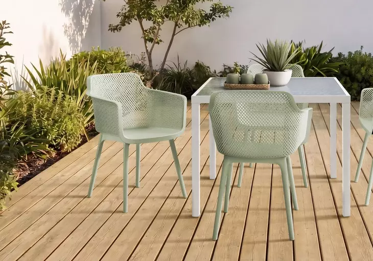 4028 Sea Green Outdoor Stacking Dining Chair Set of 4
