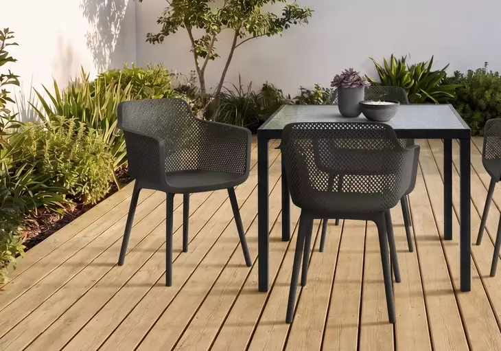 4029 Black Outdoor Stacking Dining Chair Set of 4