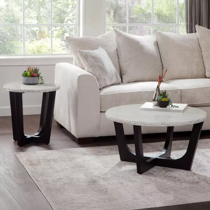Chrissy White Round Marble Top End Table
