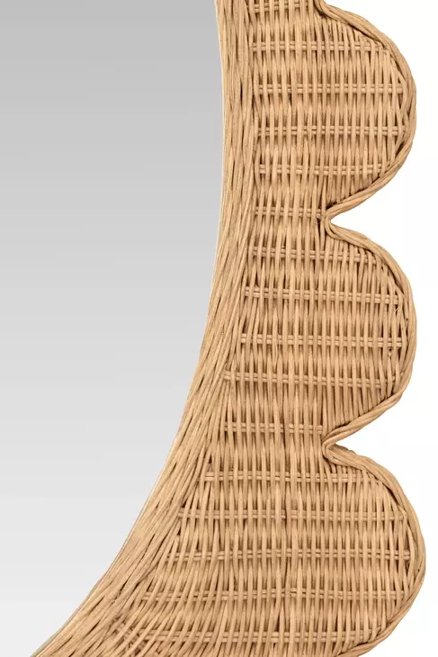 Lillian Natural Rattan Scalloped Edge Mirror