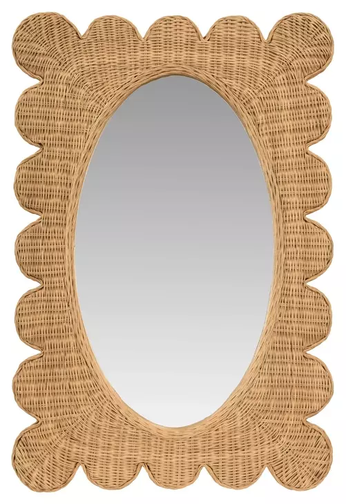 Lillian Natural Rattan Scalloped Edge Mirror