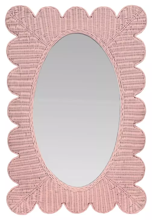 Lillian Painted Pink Scalloped Edge Mirror