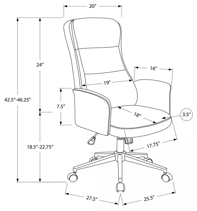 7375 Dark Gray Upholstered Swivel Executive Office Chair