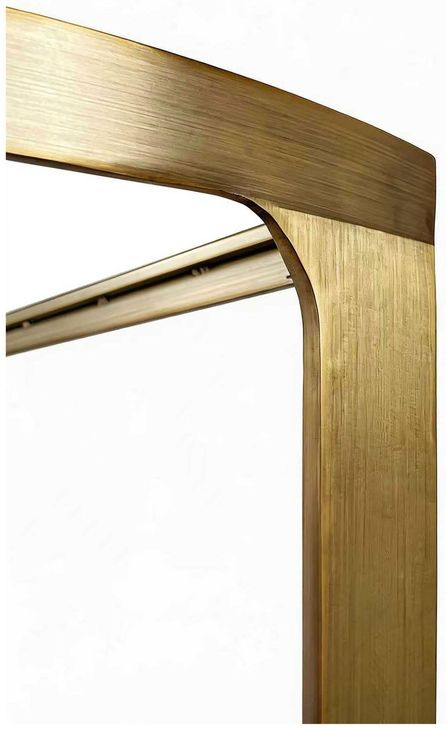 Lisa Antique Brass Glass Top Demilune Console Table